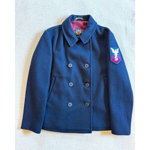Schott Bros Mens L Wool Peacoat Navy 1913 Eagle Patch Made Canada Vintage